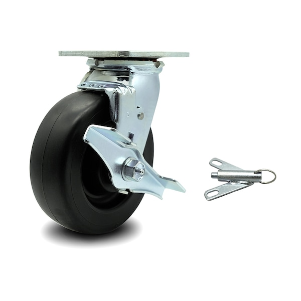 6 Inch Polyolefin Caster with Ball Bearing and Brake/Swivel Lock